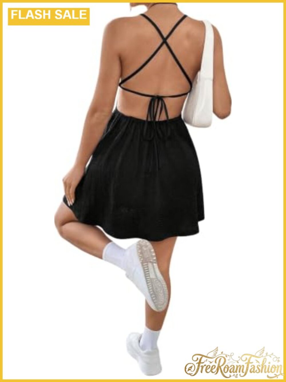 Ditsy Floral Backless Tie Back Cami Mini Dress Sleeveless Summer